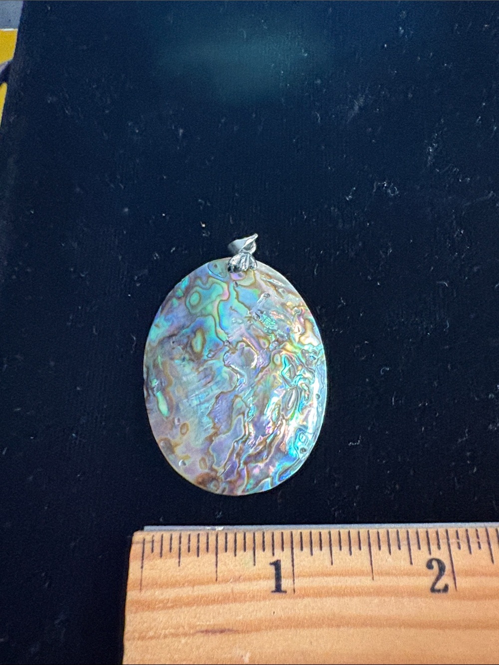 Abalone Shell Oval Pendant — Iridescent Multicolor